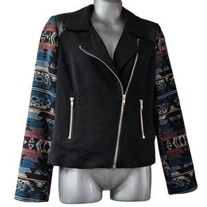 Women's Western Tapestry Sleeve Moto Jacket Ranch Cowgirl Rodeo Size S